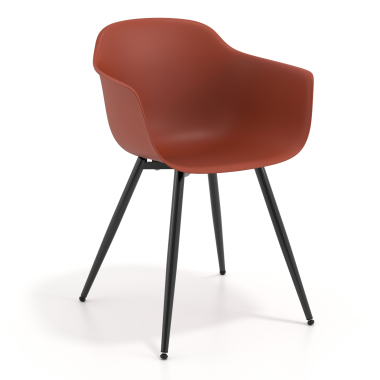 visitor chair orange 4 legs plastic fixed armrests 1