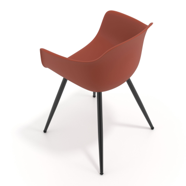 visitor chair orange 4 legs plastic fixed armrests 6