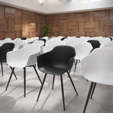 visitor chair black 4 legs plastic fixed armrests 7