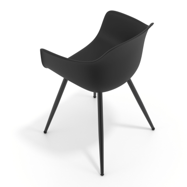 visitor chair black 4 legs plastic fixed armrests 6