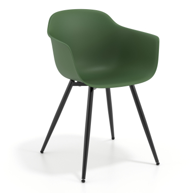 visitor chair green 4 legs plastic fixed armrests 1