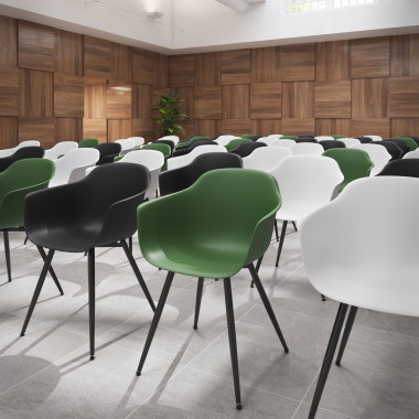 visitor chair green 4 legs plastic fixed armrests 2