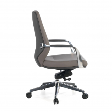 office chair gray low back bicolor synthetic leather upholstered armrests 6
