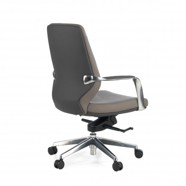 office chair gray low back bicolor synthetic leather upholstered armrests 4