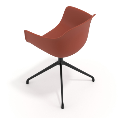 meeting room chair orange pyramid base plastic fixed armrests 7