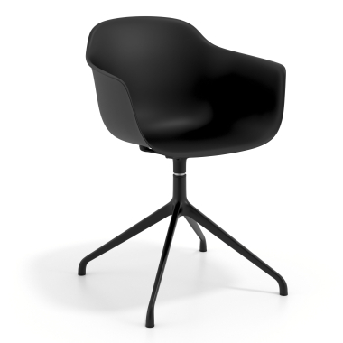 meeting room chair black pyramid base plastic fixed armrests 1