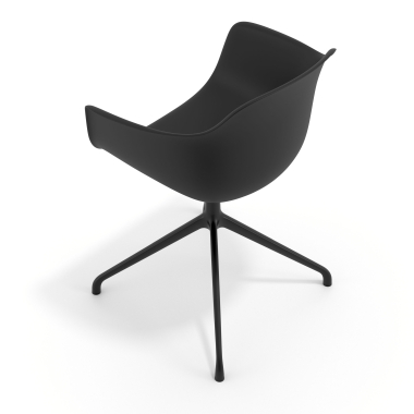 meeting room chair black pyramid base plastic fixed armrests 7