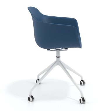 meeting room chair white blue with casters plastic fixed armrests 4