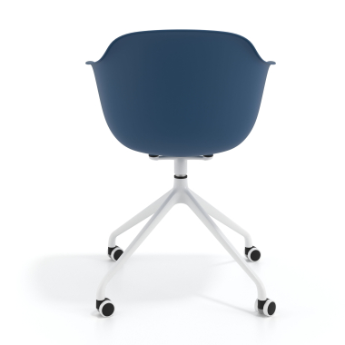 meeting room chair white blue with casters plastic fixed armrests 5