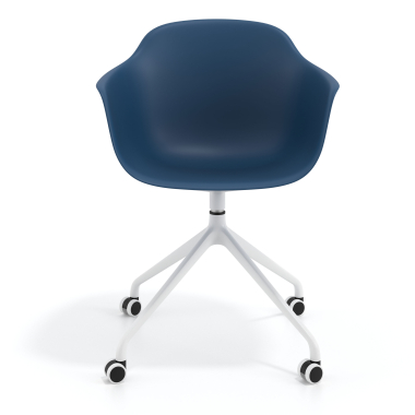 meeting room chair white blue with casters plastic fixed armrests 3