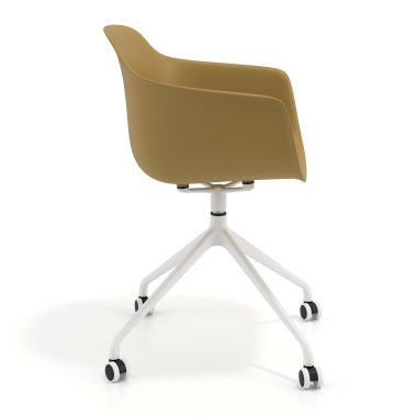 meeting room chair yellow with casters plastic fixed armrests 3