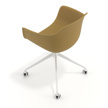 meeting room chair yellow with casters plastic fixed armrests 7