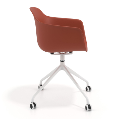 meeting room chair orange with casters plastic fixed armrests 4