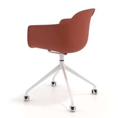 meeting room chair orange with casters plastic fixed armrests 6