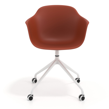 meeting room chair orange with casters plastic fixed armrests 3