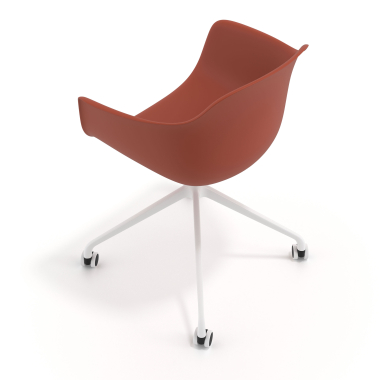 meeting room chair orange with casters plastic fixed armrests 7