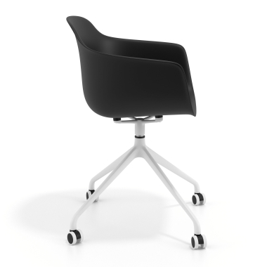 meeting room chair black with casters plastic fixed armrests 4
