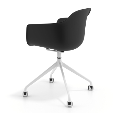 meeting room chair black with casters plastic fixed armrests 6