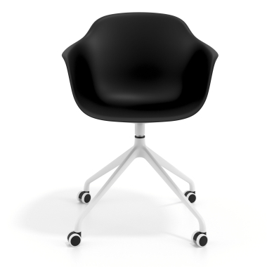 meeting room chair black with casters plastic fixed armrests 3