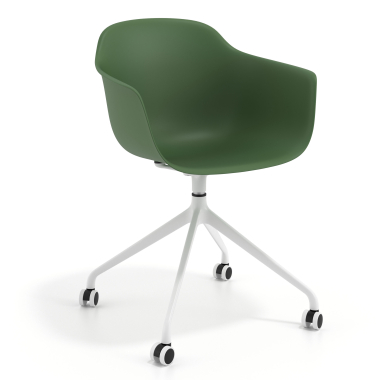 meeting room chair green with casters plastic fixed armrests 1