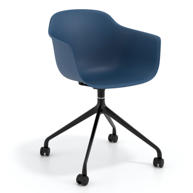 meeting room chair blue with casters plastic fixed armrests 1