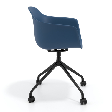 meeting room chair blue with casters plastic fixed armrests 4