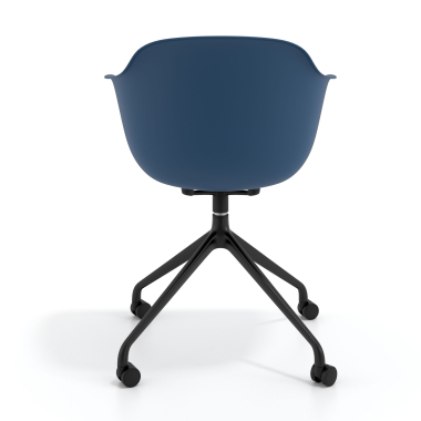 meeting room chair blue with casters plastic fixed armrests 5