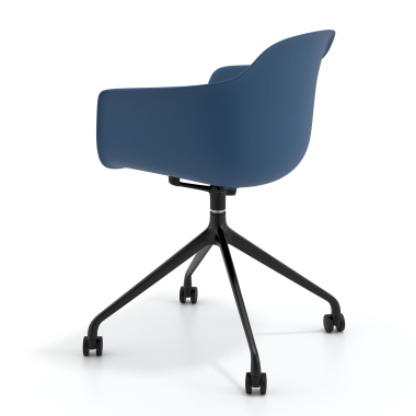 meeting room chair blue with casters plastic fixed armrests 6