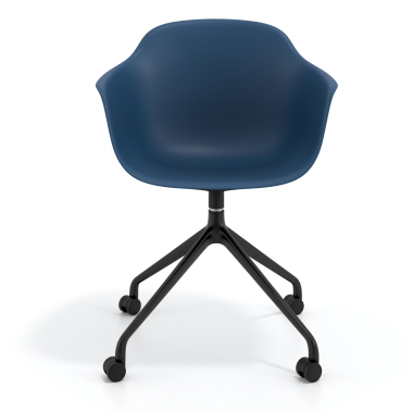 meeting room chair blue with casters plastic fixed armrests 3