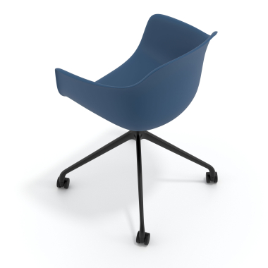 meeting room chair blue with casters plastic fixed armrests 7