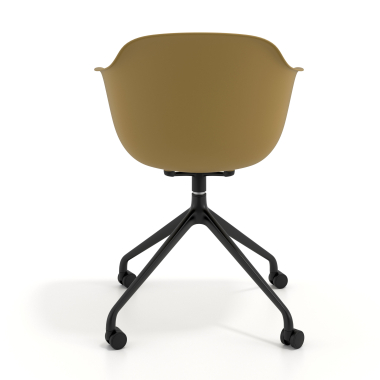 meeting room chair yellow with casters plastic fixed armrests 5