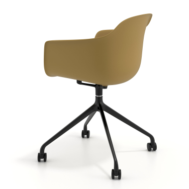 meeting room chair yellow with casters plastic fixed armrests 6