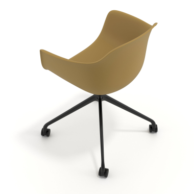 meeting room chair yellow with casters plastic fixed armrests 7