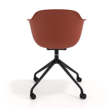 meeting room chair orange with casters plastic fixed armrests 5