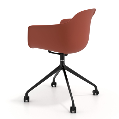 meeting room chair orange with casters plastic fixed armrests 6