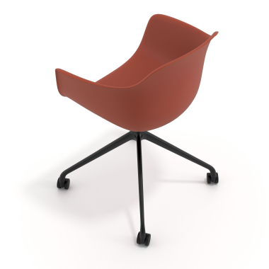 meeting room chair orange with casters plastic fixed armrests 7