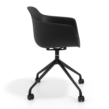 meeting room chair black with casters plastic fixed armrests 4