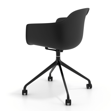 meeting room chair black with casters plastic fixed armrests 6