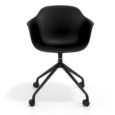 meeting room chair black with casters plastic fixed armrests 3