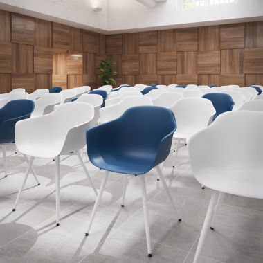 visitor chair white blue 4 legs plastic fixed armrests 2