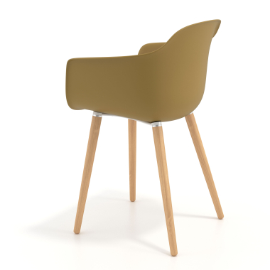 scandinavian chair yellow wooden swivel plastic fixed armrests 6
