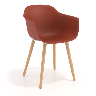 scandinavian chair orange wooden swivel plastic fixed armrests 1