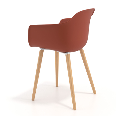 scandinavian chair orange wooden swivel plastic fixed armrests 6