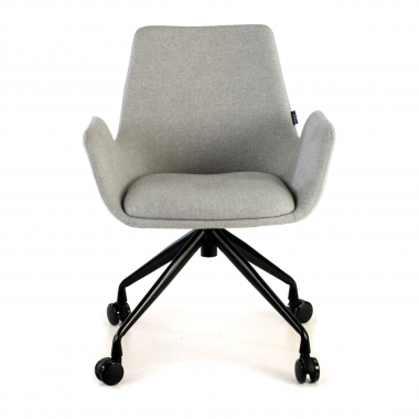 visitor chair gray swivel with casters fabric upholstered armrests 3