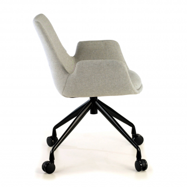 visitor chair gray swivel with casters fabric upholstered armrests 4