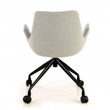 visitor chair gray swivel with casters fabric upholstered armrests 6