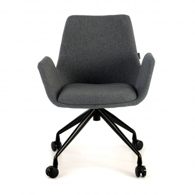 visitor chair black anthracite swivel with casters fabric upholstered armrests 3