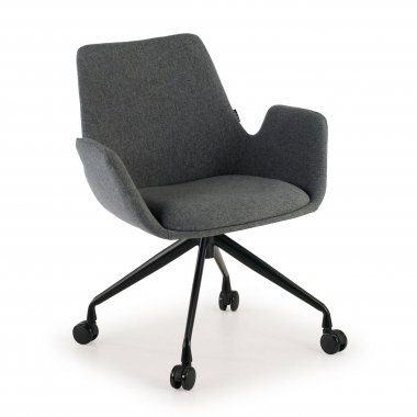 visitor chair black anthracite swivel with casters fabric upholstered armrests 1