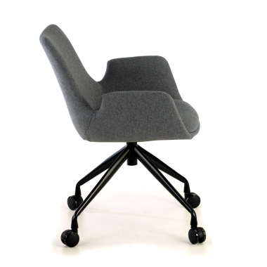 visitor chair black anthracite swivel with casters fabric upholstered armrests 4