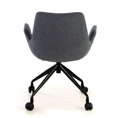 visitor chair black anthracite swivel with casters fabric upholstered armrests 6